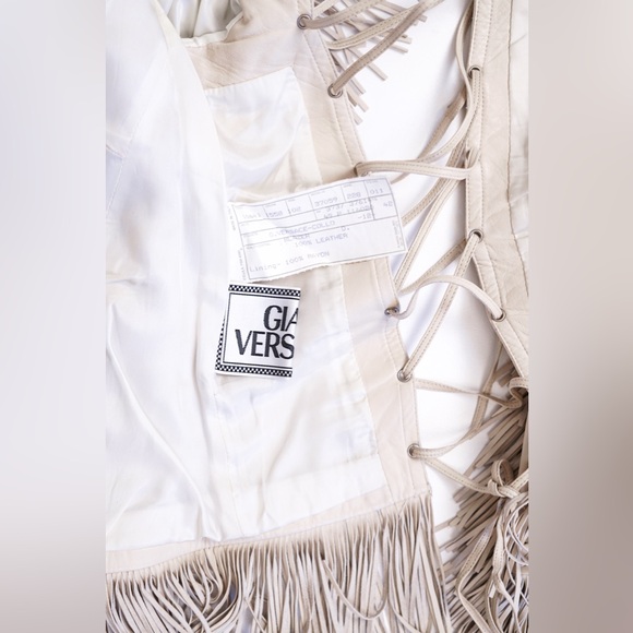 Versace Tan Fringe Leather Jacket - Picture 6 of 7